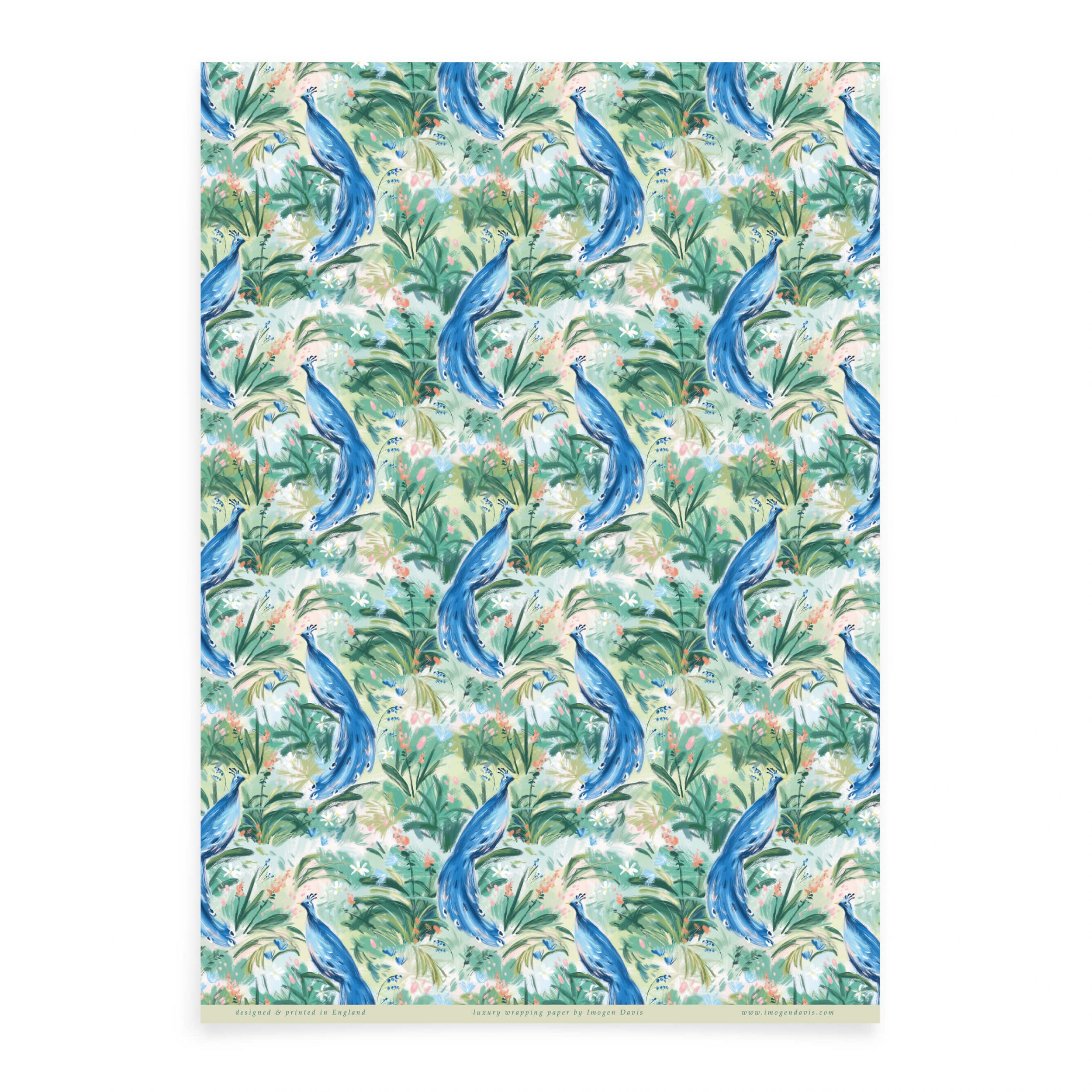Green Birds of Paradise Birthday Gift Wrap Wrapping Paper Recycled 3 sheets